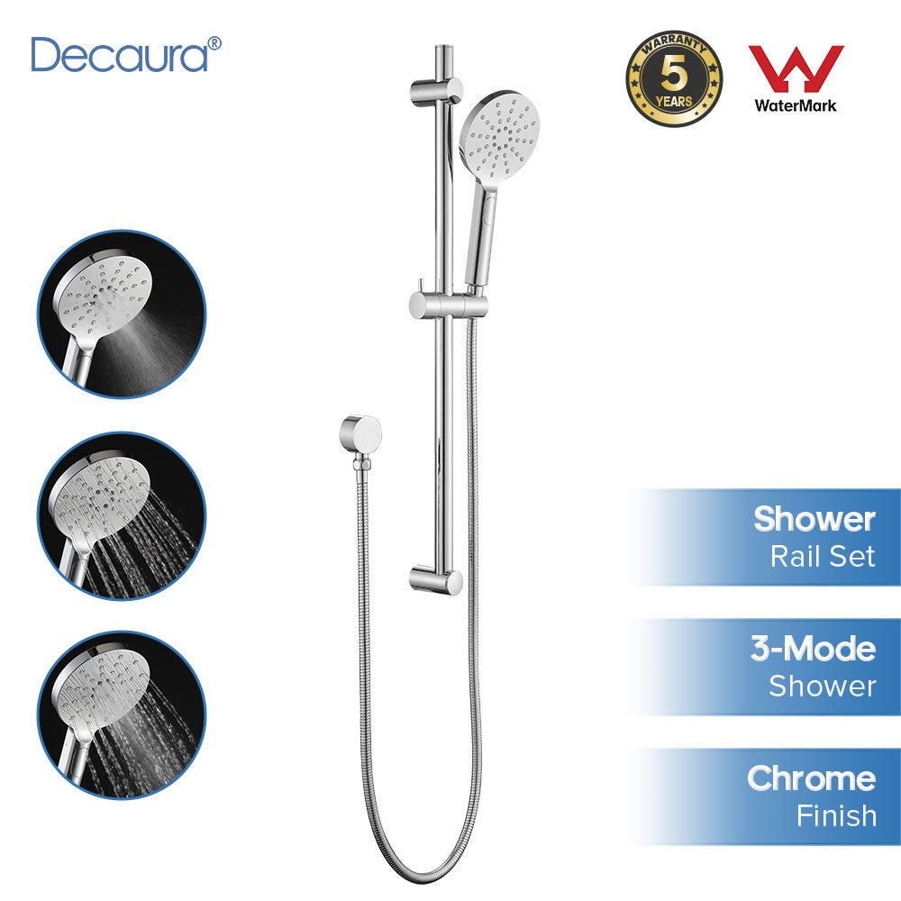 Decaura Hand Held Shower Head On Sliding Rail Set Shower Mixer Tap Wall Tapware