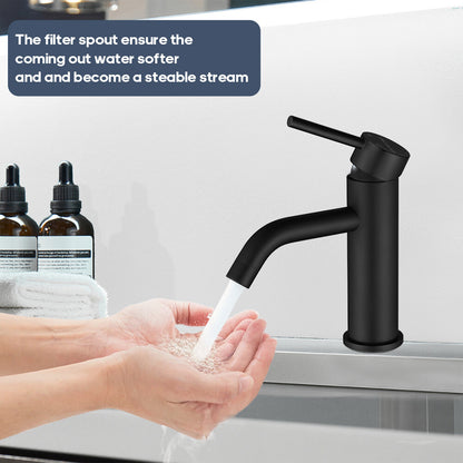 Decaura Basin Mixer Tap and Pop Up Waste without Overflow Matte Black Bathroom