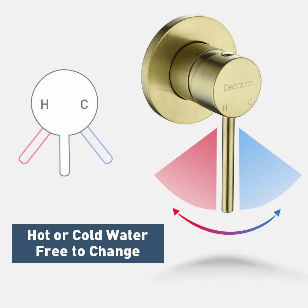 Decaura Shower Taps Brass Tapware Mixer Tap Brushed Gold/Black/Gunmetal/Nickel