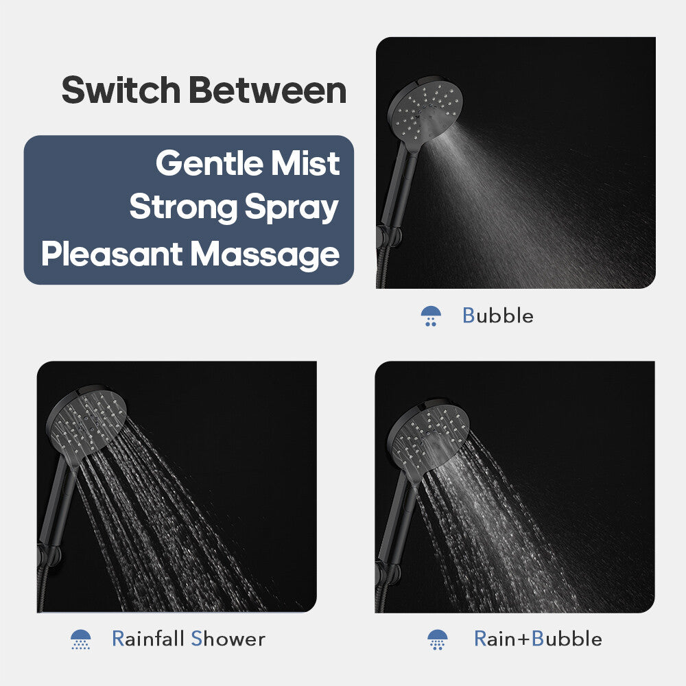 Decaura Shower Head Hand Held 3-Mode with Holder and Hose Handset Mixer Taps