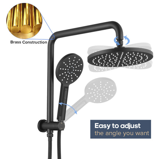 Decaura Rain Shower Head Set 9" Round 2 in 1 Gooseneck Tapware Mixer Taps Black