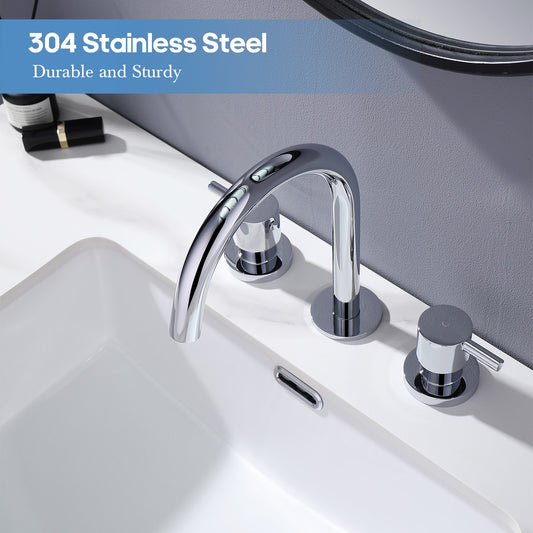 Decaura Basin Tap Set 2 Handles Chrome Swivel Gooseneck Spout and 1/4 turn Taps