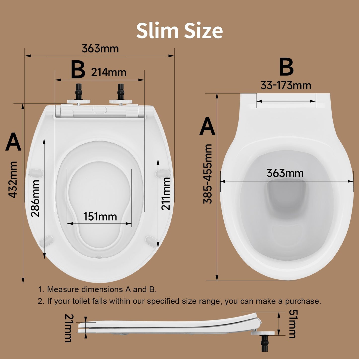 AQUATIZ Blue D-Shaped Family Toilet Seat with Built-in Potty Training Seat