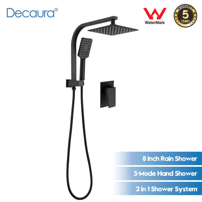 Decaura 8" Rain Shower Head Set 2 in 1 System Wall Tapware Shower Taps Square