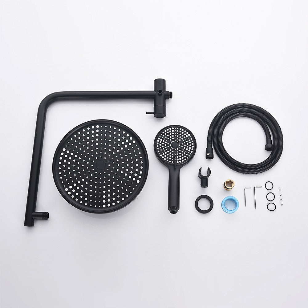 Decaura Black Shower Head Set 10 Inch Rainfall+3-Mode Hand Held Gooseneck Arm