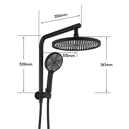 Decaura 10" Rain Shower Head Set Black Round Shower Mixer Tap Wall Tapware