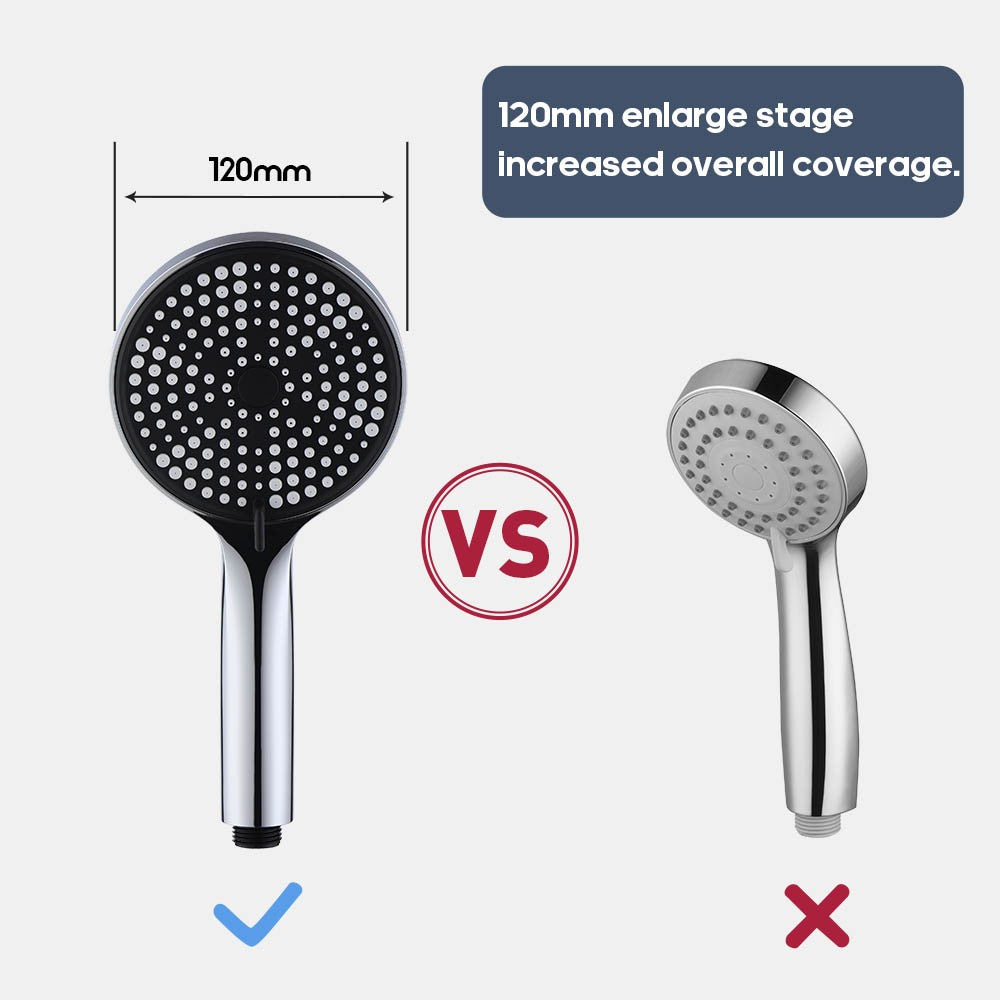 Decaura Hand Held Shower Head 3-Mode Spray Round Chrome Bathroom