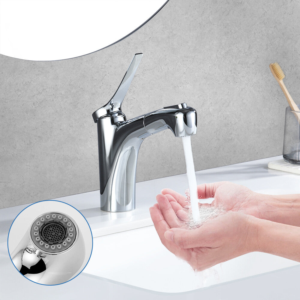 Decaura Bathroom Basin Mixer Tap Vanity Sink Taps Chrome pull out 2-Mode Sprayer