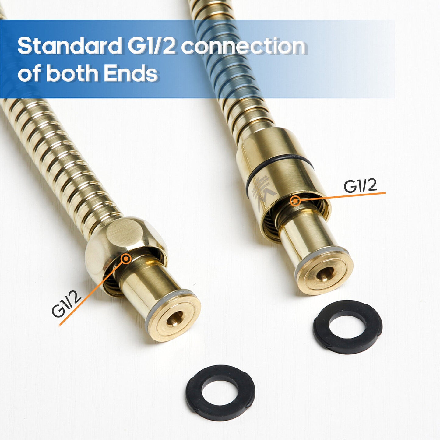 Brushed Gold Hand Held Shower Head and 1.5m Shower Hose 3-Mode Spray Bathroom