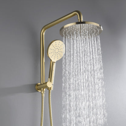 Decaura 9" 2 in 1 Shower Head Set Brushed Gold Gooseneck Arm Wall Tapware Mixer