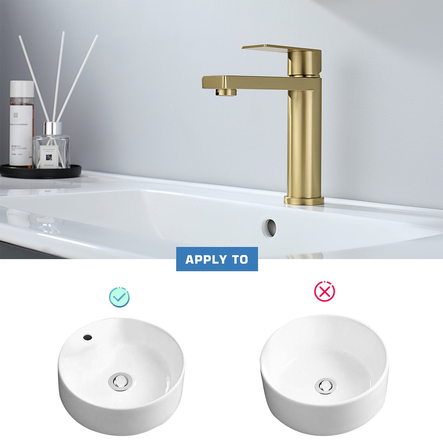 Decaura Bathroom Basin Mixer Tap Brushed Gold Vanity Taps Basin Taps