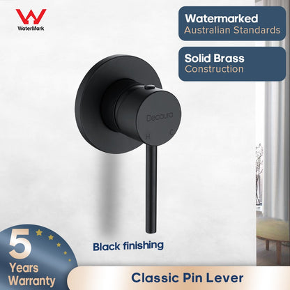 Decaura 10" Rain Shower Head Set Black Round Gooseneck Shower Arm Wall Tapware