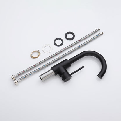 Decaura Black Basin Mixer Tap Swivel Arm Bathroom Vanity Sink Faucet Round Form