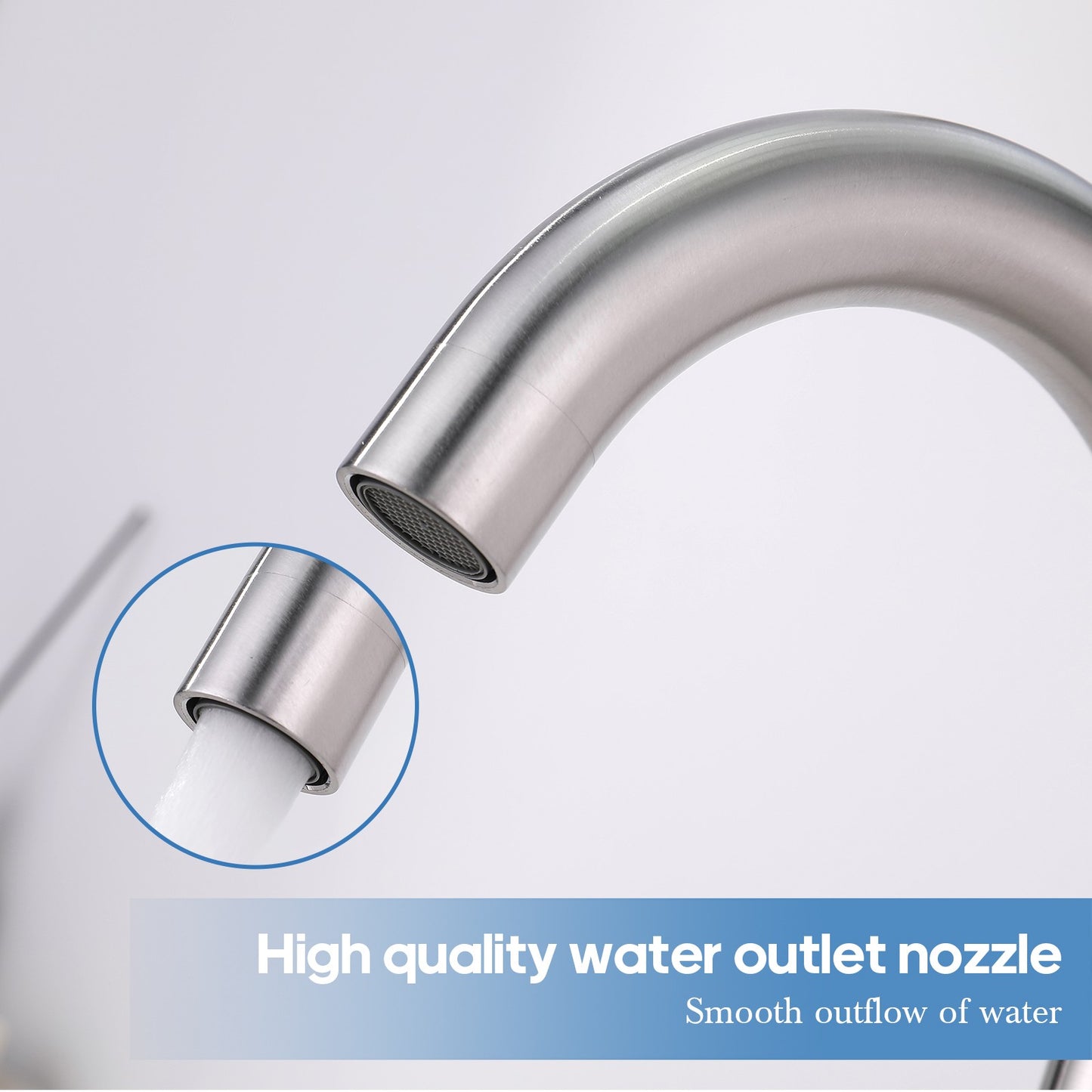 Decaura Bathroom Basin Mixer Tap Brushed Nickel with Swivel Arm 243mm tall