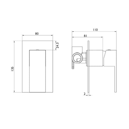Decaura Shower Mixer Tap Basin Chrome Square Brass Bathroom Wall Mount Bath Tub