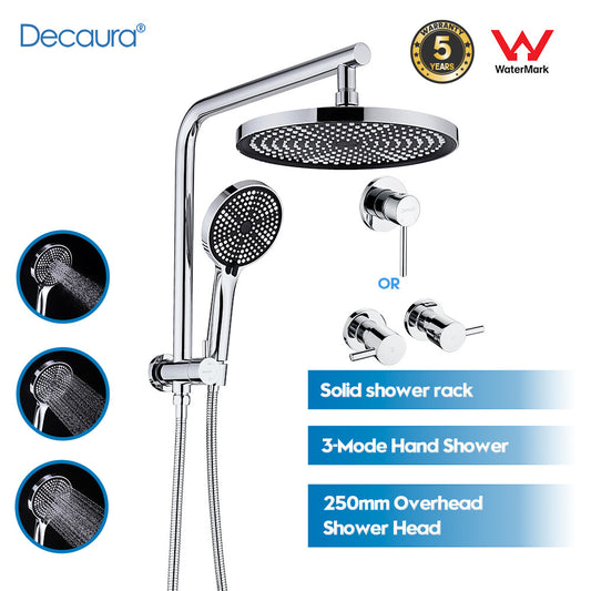 Decaura 10" Rain Shower Head Set Gooseneck Shower Arm Shower Mixer Tap Chrome