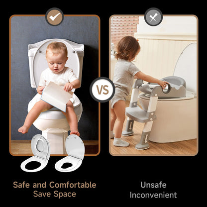 AQUATIZ Blue D-Shaped Family Toilet Seat with Built-in Potty Training Seat