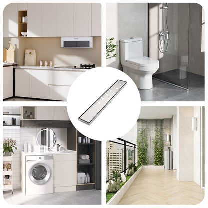 Decaura 600mm Tile Insert Shower Grate Floor Drain 80mm Waste Outlet Brushed