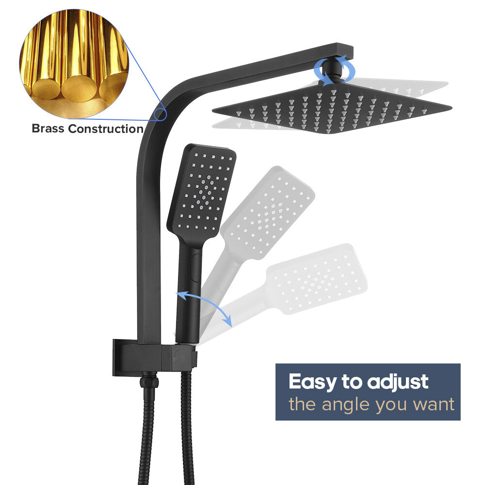 Decaura Shower Head Set 2 in 1 System Gooseneck Arm Wall Tapware Mixer Taps