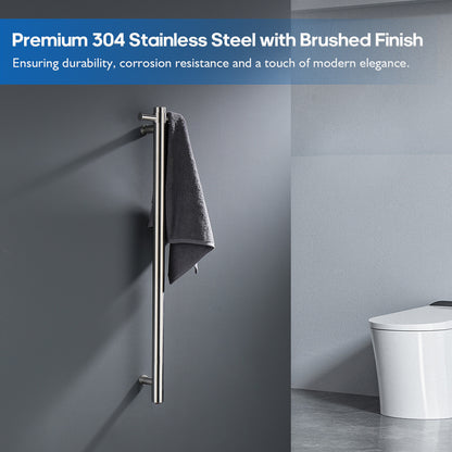 Decaura Wall Mounted Heated Towel Rail Vertical Brushed 304 Stainless Steel