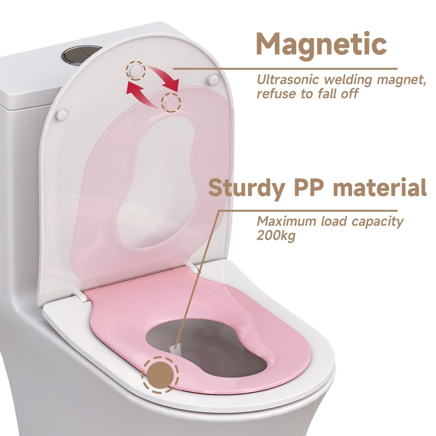 AQUATIZ D-Shaped Family Toilet Seat with Built-in Potty Training Seat Child Seat