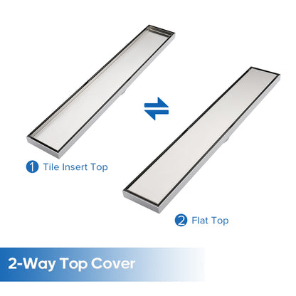 Decaura 600mm Tile Insert Shower Grate Floor Drain 80mm Waste Outlet Brushed