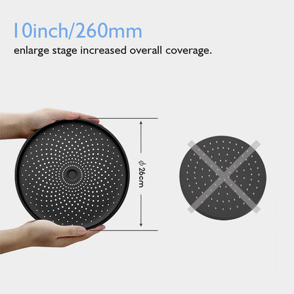 WELS 10" Rain Shower Head Matte Black Round Bathroom Swivel Overhead ABS