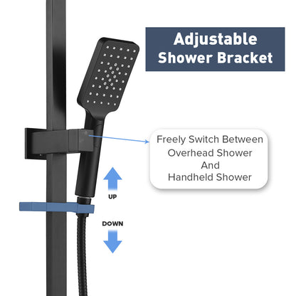 Decaura 10" Rain Shower Head Set Black Square with/without Shower Taps Bathroom