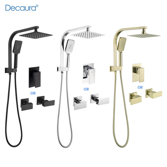Decaura 8" Rain Shower Head Set 2 in 1 System Wall Tapware Shower Taps Square