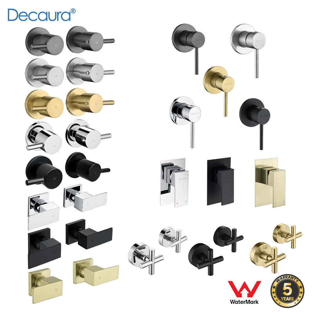 Decaura Shower Taps Brass Tapware Mixer Tap Brushed Gold/Black/Gunmetal/Nickel