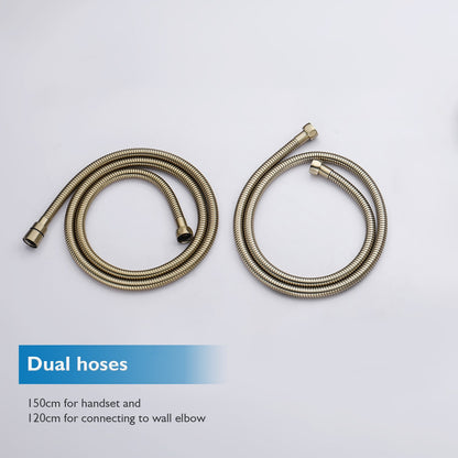 Decaura 9" Rain Shower Head Set Brushed Gold Separate Water Inlet Elbow Round