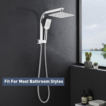 Decaura Shower Head Set square chrome 20cm rain shower head gooseneck shower arm