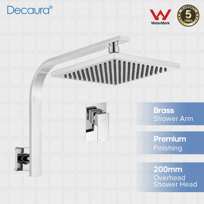 Decaura 8" Rain Shower Head Gooseneck Shower Arm Set Shower Mixer Tap Square