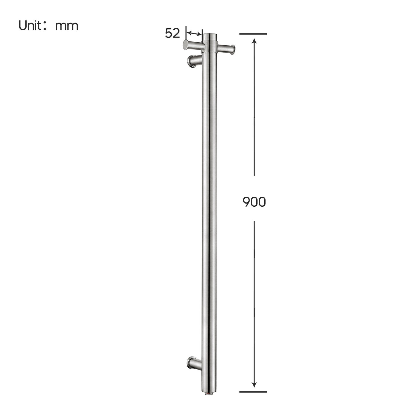 Decaura Wall Mounted Heated Towel Rail Vertical Brushed 304 Stainless Steel