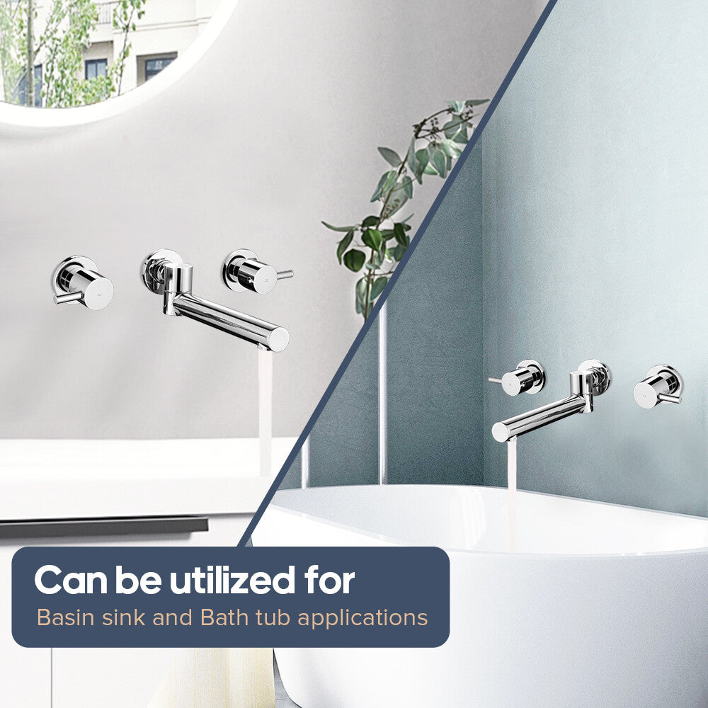 Decaura Swivel Bath Spout and Shower Taps Set Bathtub Wall Mount Chrome/Black