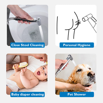 Decaura Bidet Spray Kit Handheld 2-Mode Sprayer Stainless Steel Shattaf Diverter