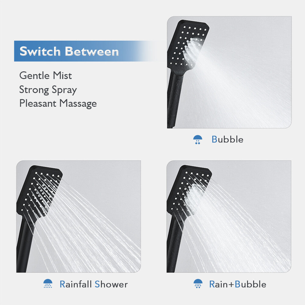 Decaura 8" Rain Shower Head Set Black Separate Water Inlet Elbow Shower Taps