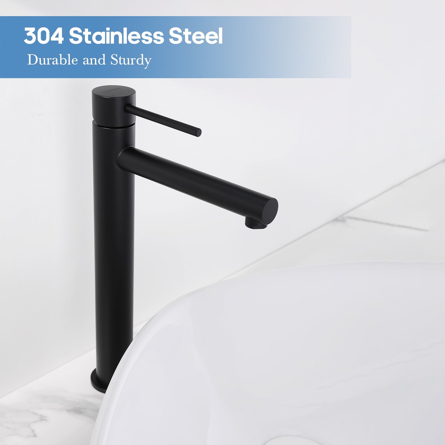 Decaura Bathroom Basin Mixer Tap Stainless Steel Round Chrome/Brushed/Black/Gold