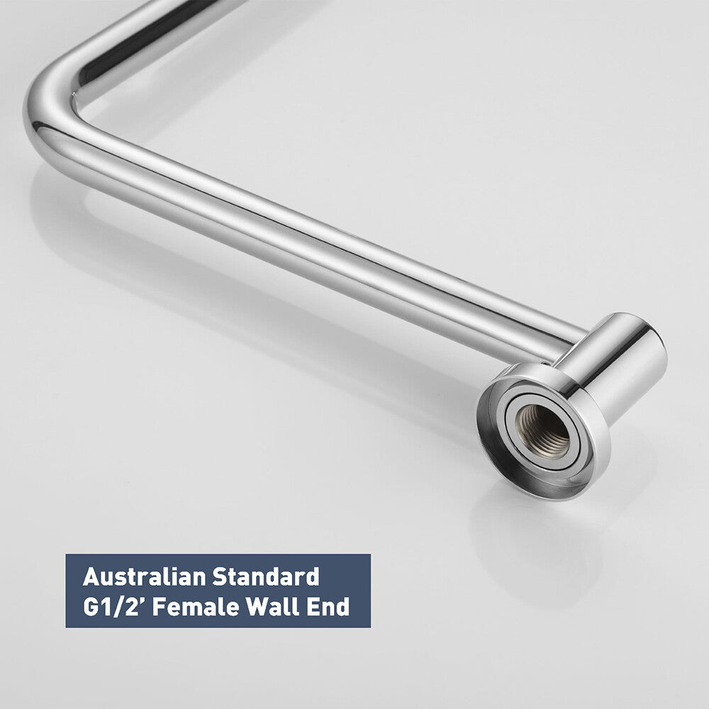 Decaura Rain Shower Head Gooseneck Shower Arm Chrome/Black Round/Square