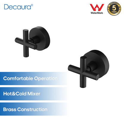 WELS 10 Inch Rain Shower Head Set Gooseneck Round Shower Mixer Tap Cross Handle