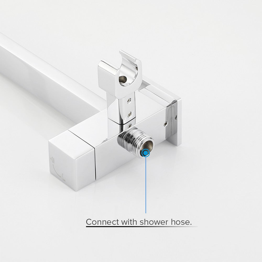 Decaura Shower Head Set 2 in 1 System Gooseneck Arm Chrome Wall Mount Mixer Taps