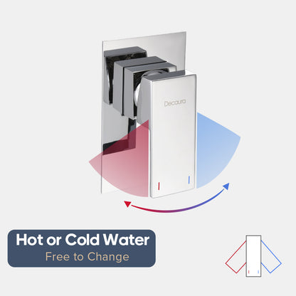 Decaura Shower Mixer Tap Basin Chrome Square Brass Bathroom Wall Mount Bath Tub