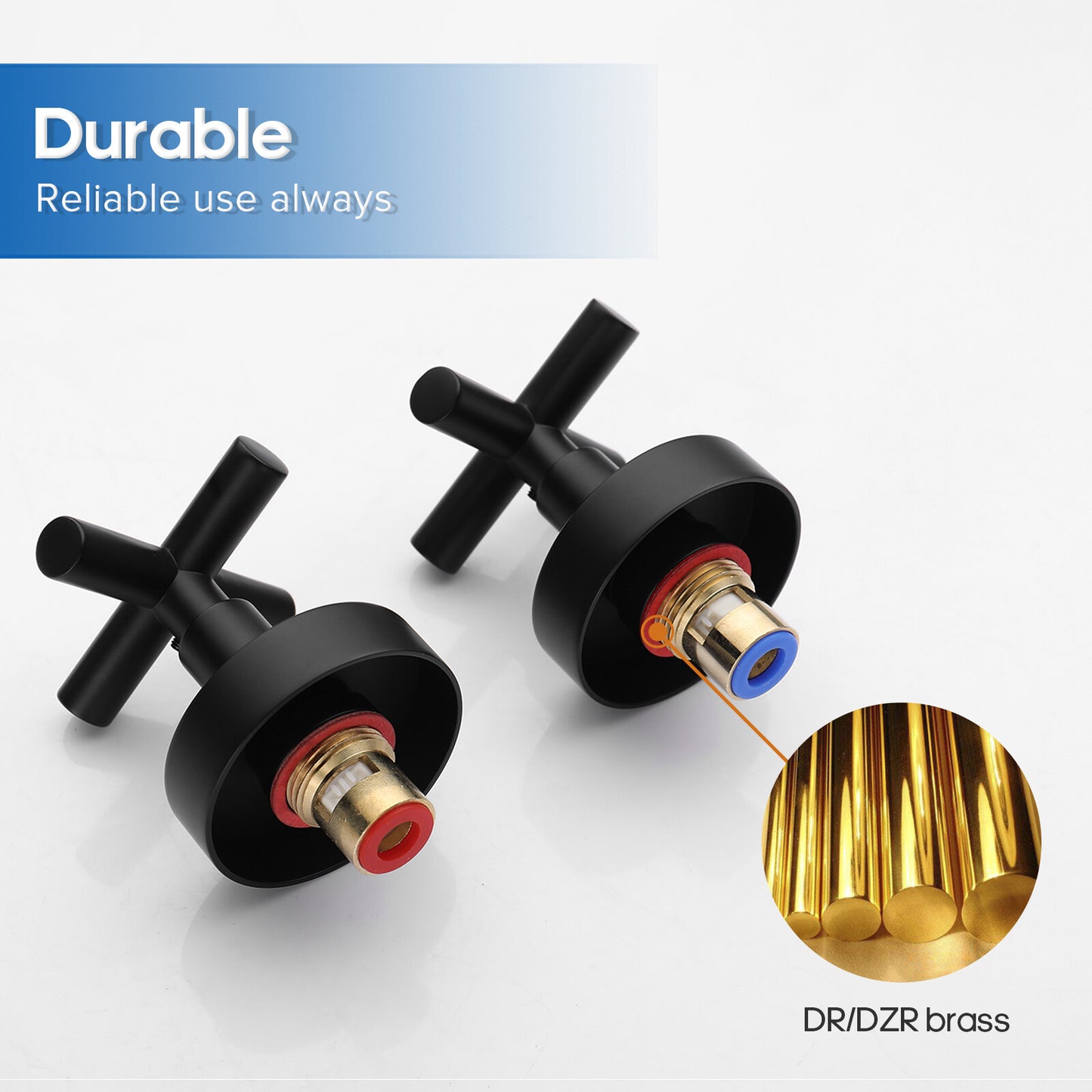 Decaura Brass Shower Taps 1/4 Turn Hot Cold Twin Mixer Tap Chrome/Black/Gold