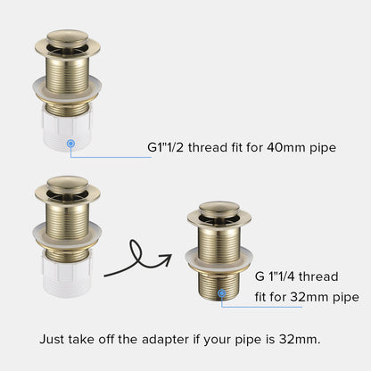 Decaura Pop Up Waste with/without Overflow Push Plug Drain Gold/Black/Chrome