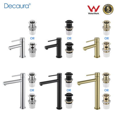 Decaura Bathroom Basin Mixer Tap with Pop Up Waste Chrome/Black/Brushed Gold