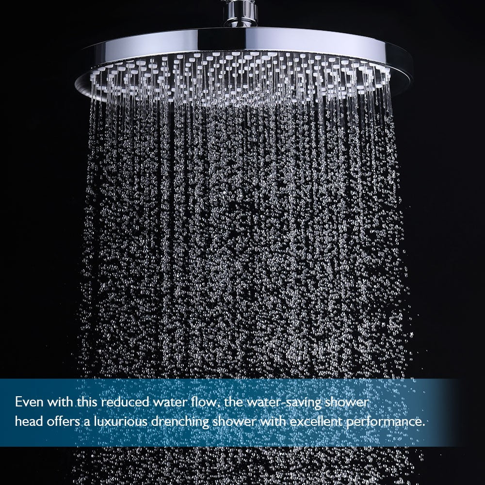 Decaura 10 inch Rain Shower Head with Gooseneck Shower Arm Chrome Round Bathroom