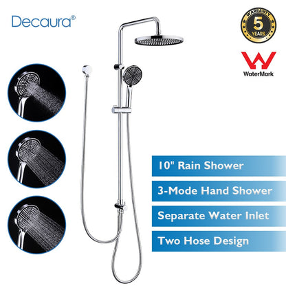 WELS 10 Inch Rain Shower Head Set Gooseneck Round Shower Mixer Tap Cross Handle