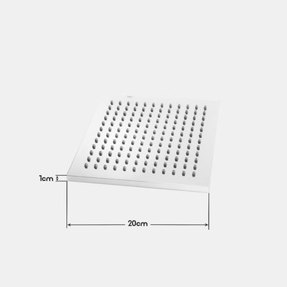 WELS 8" Rain Shower Head Square Chrome Overhead Rainfall Bathroom Adjustable