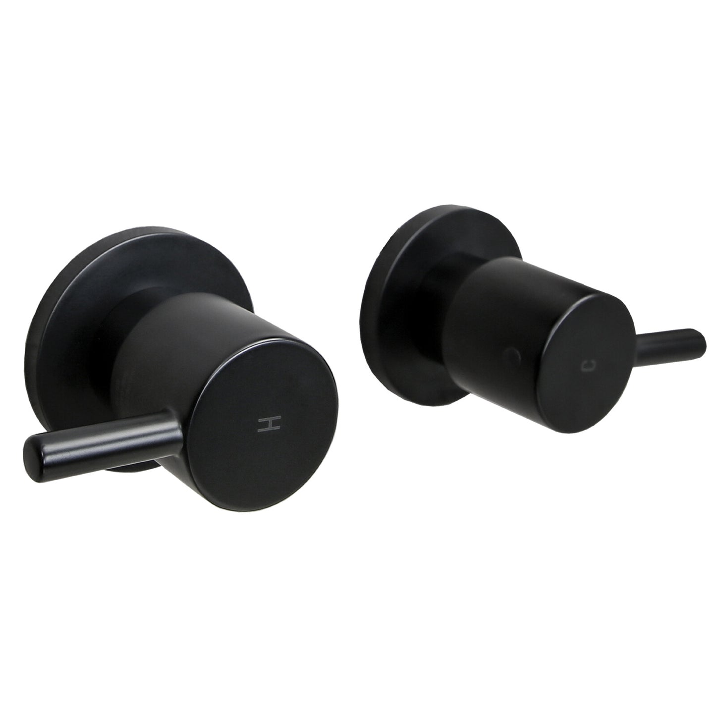 Round Shower Taps 1/4 Turn Mixer Black Wall Tapware Top Assembly