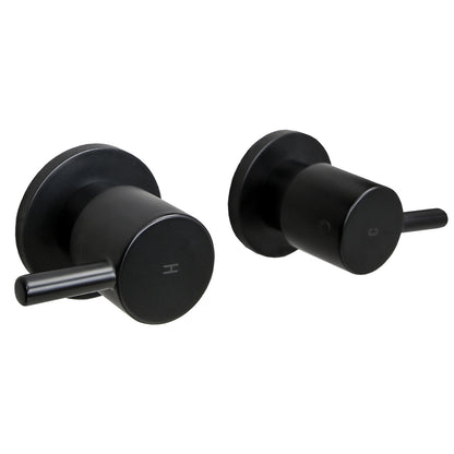 Round Shower Taps 1/4 Turn Mixer Black Wall Tapware Top Assembly